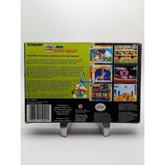 Tiny Toons Buster Busts Loose (SNES Super Nintendo 1993) Game & Box Tested Works - Picture 2 of 12
